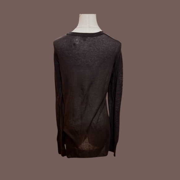 Hinge Brown Cardigan | Lightweight Cotton | Size L | Vintage Y2K - Picture 3 of 4